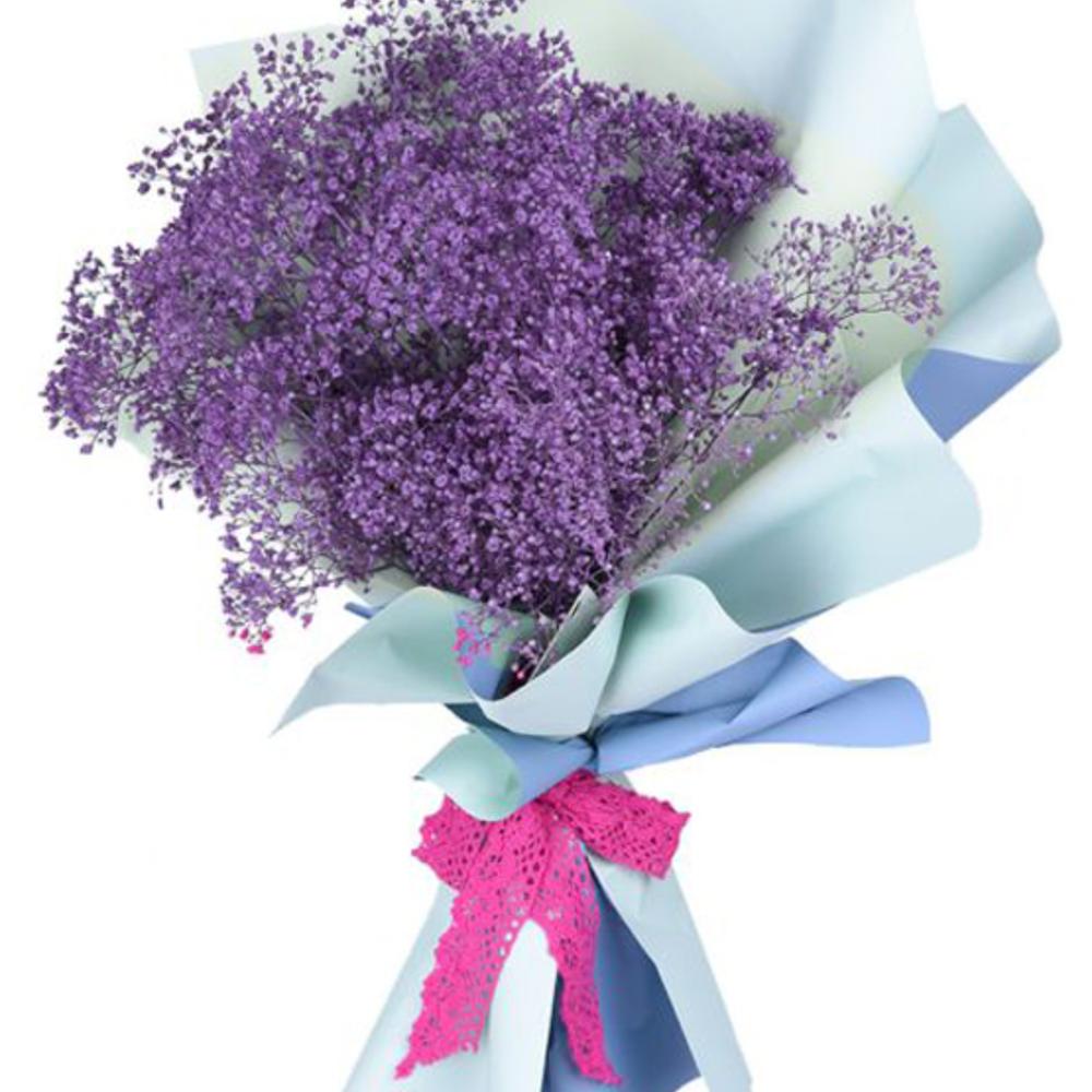 Сиреневая Гипсофила в Голубой Упаковке Сиреневая Гипсофила в Голубой Упаковке